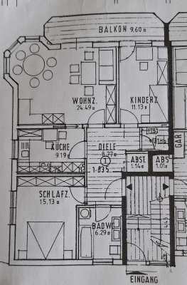 Helle  3-Raum-Hochparterre-Wohnung mit Balkon in Mühlhausen