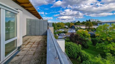 Heiderhof: sehr schöne 3-Zimmer-DG-Wohnung mit Dachterrasse, TG-Stellplatz