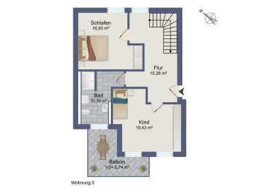 Hochwertige 3-Zimmer-Maisonette-Wohnung mit luxuriöser Innenausstattung