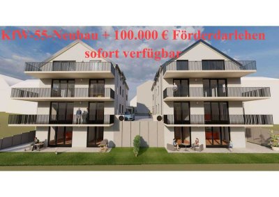 Neubau-Wohnung in Sörgenloch – KfW-55 genehmigt