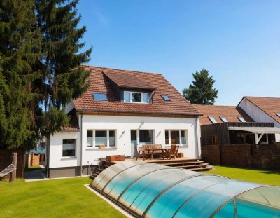 Viel Platz. Viel Flexibilität. Viel Potenzial. Saniertes Zweifamilienhaus mit großem Garten und Pool