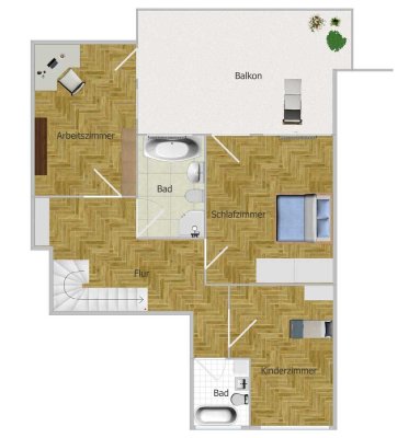 Großzügige Maisonettewohnung mit 160 m² Wohnfläche in begehrter Lage von Bonn-Muffendorf