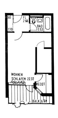 Erstbezug nach Sanierung mit Südbalkon und Einbauküche 1 Zimmer