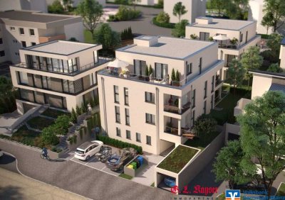 Budenheim: Penthouse mit großer Dachterrasse – 96,90 m² mit Aufzug direkt in die Wohnung