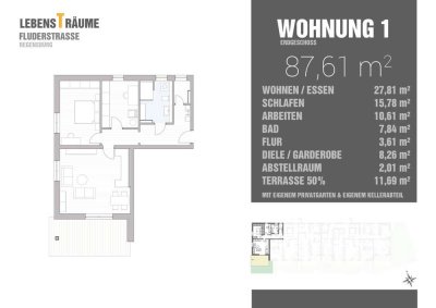 Attraktive 3-Zimmerwohnung, lichtdurchflutet und mit Terrasse und Gartenanteil