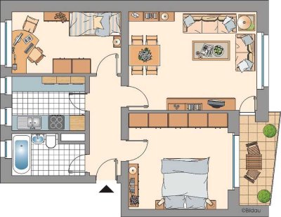 3,5 Zimmer mit modernem Duschbad und Balkon