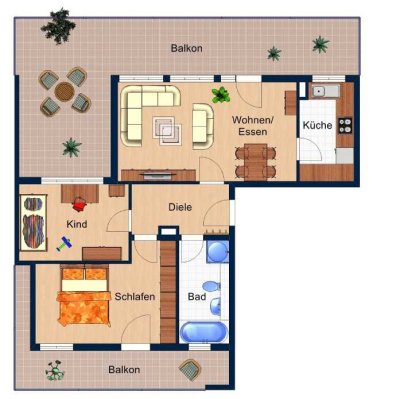 ***fast Penthouse ohne Dachschrägen 3-Raum-Wohnung mit EBK und Tageslichtbad,TG, sofort verfügbar***
