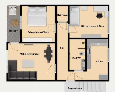 Erstbezug nach Komplettsanierung einer 3-Zimmer-Whg im 2. OG, FN-Kitzenwiese