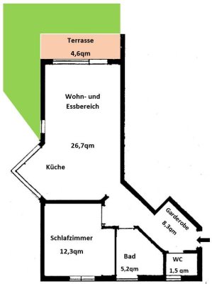 Tolle 2-Zi-EG-Wohnung mit Nolte-EBK, neuen Wänden & Böden, Tagesl. Bad&WC, Terrasse, TG, ÖPNV