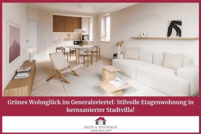 Grünes Wohnglück im Generalsviertel: Stilvolle Etagenwohnung in kernsanierter Stadtvilla!
