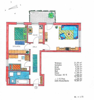 Gepflegte Wohnung, zentral gelegen, dennoch ruhig, in Deggendorf