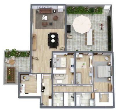 Terrassenhaussiedlung: Großzügige 4,5 Zimmer Garten - Wohnung mit 2 Terrassen in Graz St. Peter