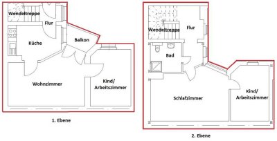 *Bald verfügbar*  Maisonette - Wohnung 4-Zimmer + frisch renoviert + Balkon + Einbauküche als Option