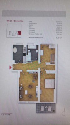 Sanierte 3-Zimmer Hochparterre-Wohnung mit Balkon in Köln-Deutz