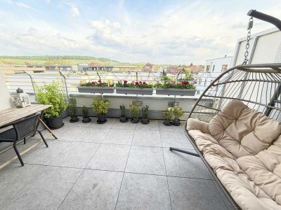 Penthouse mit Weitblick, Dachtrasse, EBK, TG.
