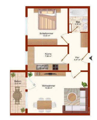 Provisionsfreie Kapitalanlage: Helle 2-Zi-Wohnung mit Ausblick ins Grüne & Balkon (9. OG)
