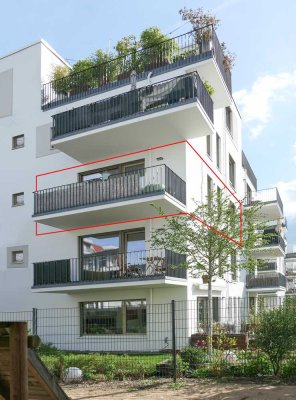 Neubau (2019) in parkartiger Wohnanlage: Sonnige 2 Zi. mit großem Balkon - bezugsfrei - mit TG-Platz