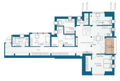 Moderne Dachgeschosswohnung mit Klimaanlage in Thekla