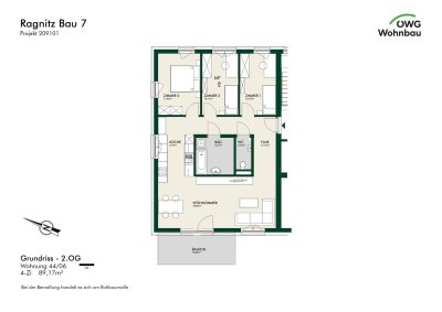 Erstbezug - Lichtdurchflutete 4-Zimmer-Wohnung im obersten Geschoss mit Balkon - geförderte Miete - 4 Zimmer