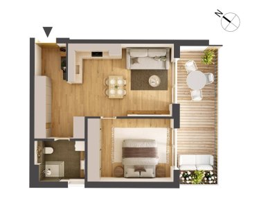 Hochwertige 2-Zimmer Neubauwohnung mit Balkon HW15