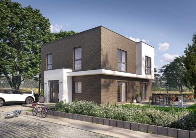 Klare Architektur – zweigeschossiges Designhaus mit Flachdach!-Schlüsselfertig
