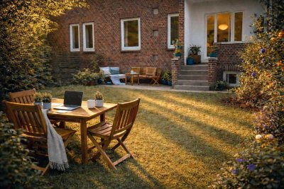 Wohnen, denken, arbeiten – mit eigenem Garten mitten in Hamburg