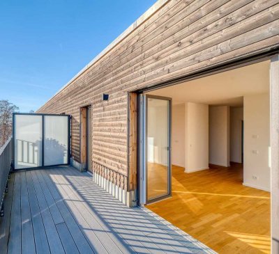 2-Zimmer-Penthouse mit 30 m² Dachterrasse & Einbauküche – bezugsfertig