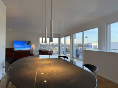 Penthouse-Juwel am Floßhafen: Logenplatz über dem Main