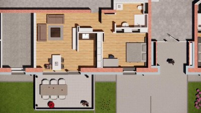 Moderne Zwei-Raum Wohnung mit großer Terasse