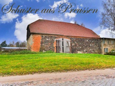 Schuster aus Preussen - Märkische Schweiz - Feldsteinscheune um 1875 mit ca. 275 m² Grundfläche, ...