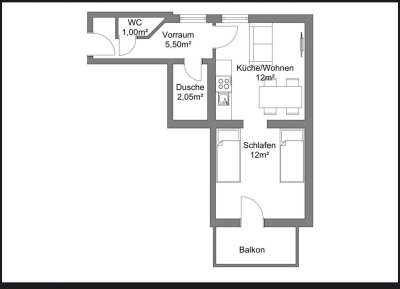 Charmante 2-Zimmer-Wohnung mit saniertem Wohnraum in zentraler Lage von Wörgl