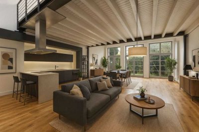 Exklusives Loft mit Industriecharme, bis zu 5 m Deckenhöhe & Süd-Terrasse - inklusive Stellplatz