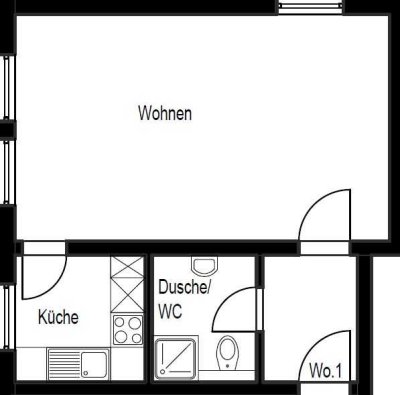 Renovierte 1-Zimmer-Souterrain-Wohnung in Mühlhausen