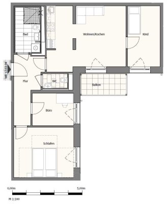 Praktische 3,5-Zimmer-Wohnung mit Einbauküche und Balkon
