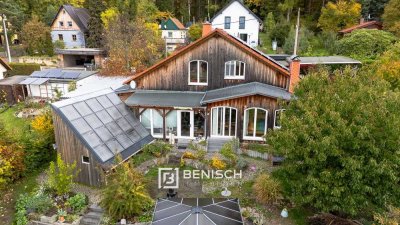 Niedrigenergiehaus mit Panoramablick ins Grüne