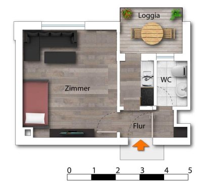 Helles modernes 1-Zimmer Appartement mit Balkon in Ketsch