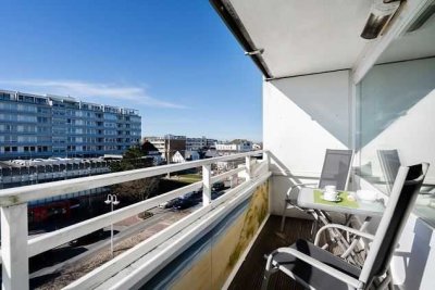 Strandnahe, Luxus-1-Zimmer-Wohnung mit WEST-LOGGIA, Keller u. TG-Stellplatz