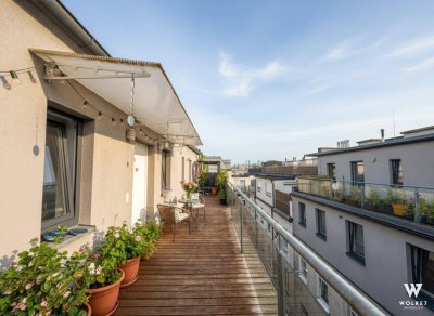 Modern Living über den Dächern Wiens – 2-Zimmer-Wohnung mit 25 m² Terrasse &amp; Klimaanlagen– 3 Zimmer leicht realisierbar I Nähe öffentlicher Verkehr &amp; Nahversorgung