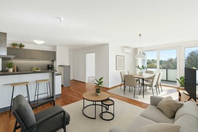 Wohnung mit viel Platz, Weitblick vom Balkon, barrierefrei und energiesparend