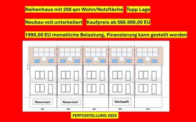 Neubau Reihenhaus voll unterkellert in TOP Lage