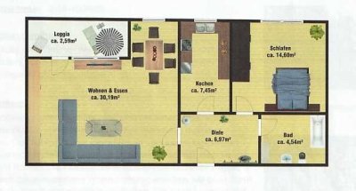 2-Zimmer-Wohnung mit Balkon