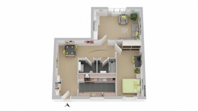 Wohnkomfort mit Lift: Gut geschnittene 2-Zimmer-Wohnung mit separater Küche
