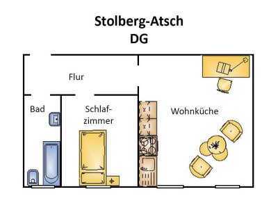 Gepflegte DG-Wohnung mit 2 Zimmern und EBK in Stolberg