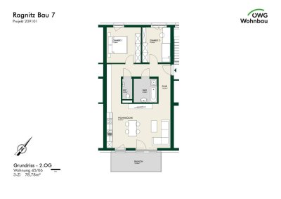 Erstbezug - Lichtdurchflutete 3-Zimmer-Wohnung im obersten Geschoss mit Balkon - geförderte Miete - 3 Zimmer