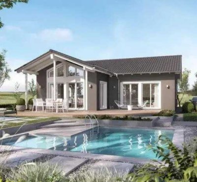 Baugrundstück mit Neubau - Bungalow in schöner Lage