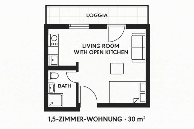 Gut geschnittene 1,5-Zimmer Wohnung mit Loggia und eigenem Tiefgaragenstellplatz in Stuttgart West