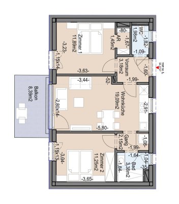 Geförderte Neubauwohnung mit Balkon im 1. Stock