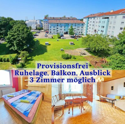 Raumwunder in zentraler Ruhelage: Wohnung mit idealer Raumaufteilung und hofseitigem Balkon (3 Zimmer möglich)