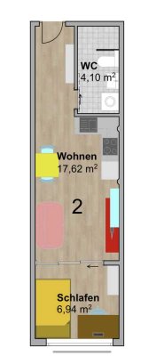 Stilvolle, vollständig renovierte 2-Zimmer-Wohnung mit Einbauküche in Darmstadt