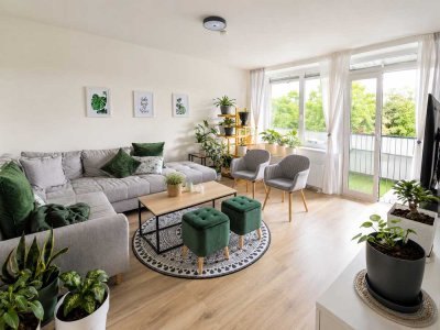 Modern möblierte Wohnung mit Einbauküche, Balkon mit Aussicht und Aufzug – ideal für Wohnen auf Zeit